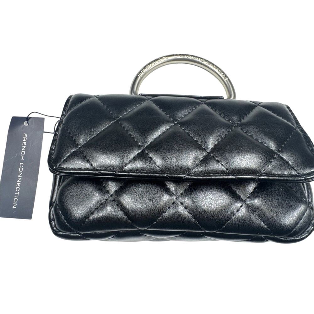 French Connection Mini Quilted Black‎ Crossbody Shoulder Bag Chain Strap NWT